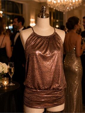 Metallic Brown Halter Top